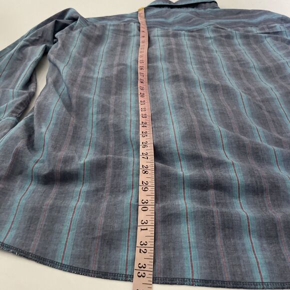 Vintage Wrangler Western Shirt Mens‎ 3XL TALL Striped 90s Pearl Snap Cowboy - Picture 8 of 11